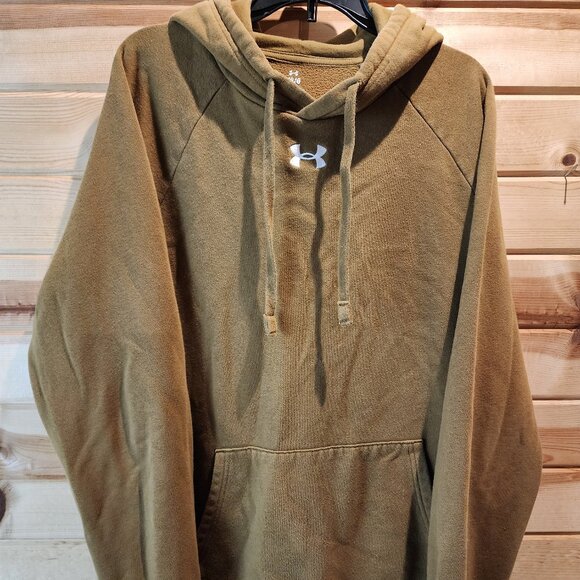 Under Armour Men’s L Hoodie • Brown/Tan Pullover • UA Logo Sweatshirt - Picture 1 of 4